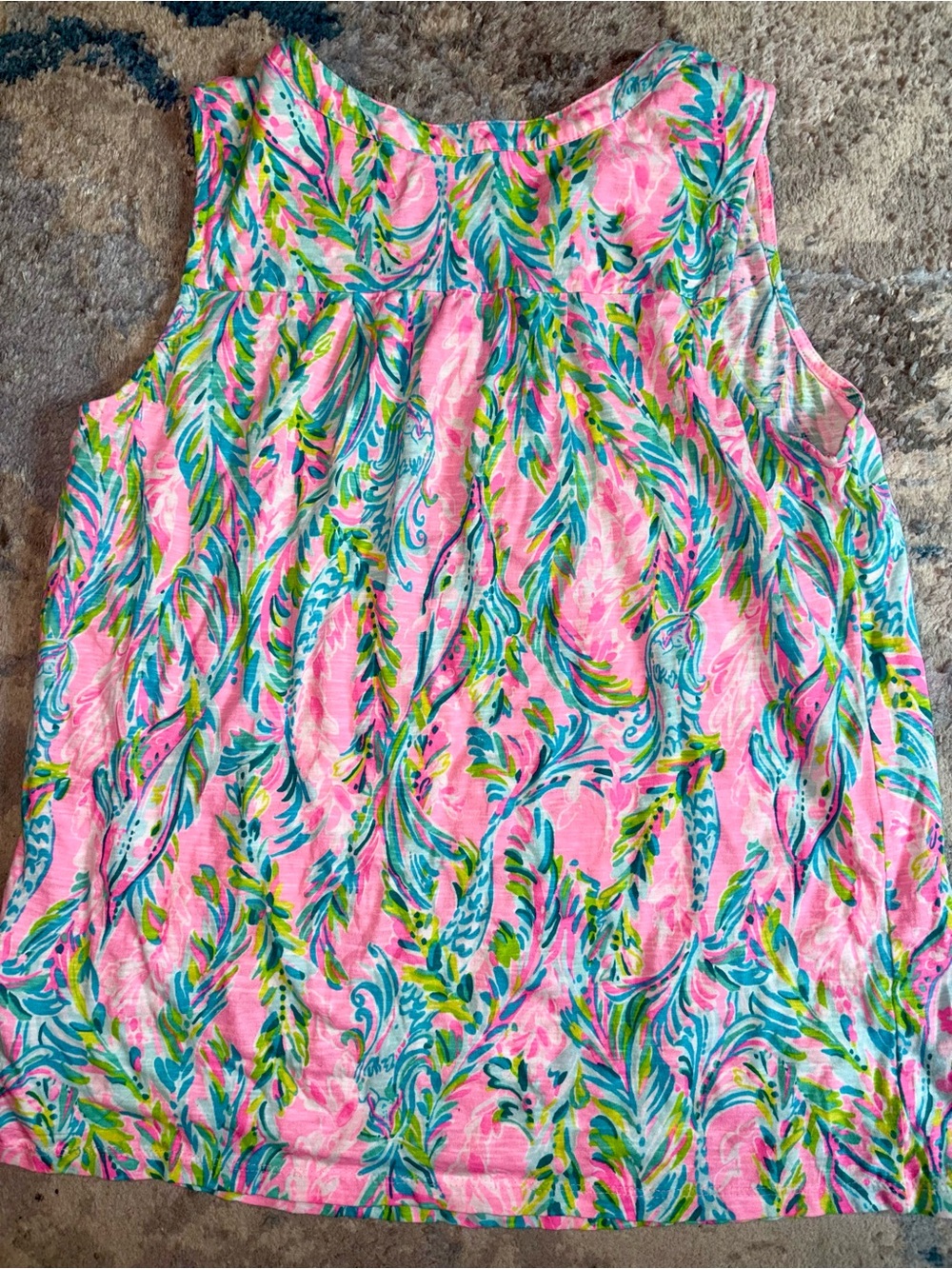 Lilly Pulitzer Essie V Neck Top Size M Unicorn of the Sea Sleeveless - Picture 7 of 7
